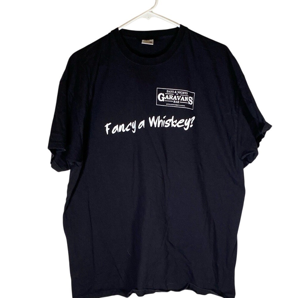 Fruit of the Loom fancy a whiskey? Double sided bar shirt Graphic Tee size XXL